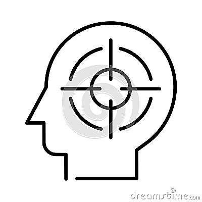 Monochrome headhunting icon vector illustration. Professional recruiting, hr selection with aiming Vector Illustration