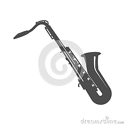 Monochrome simple saxophone icon vector illustration. Trumpet logo design isolated Vector Illustration