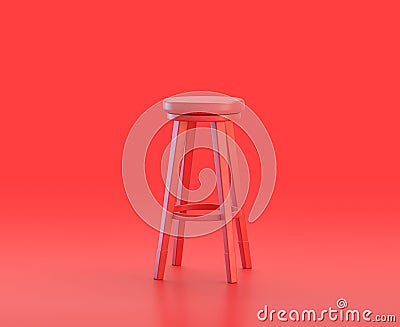 Monochrome single red color tall stool in red background,single color, 3d Icon, 3d rendering Stock Photo