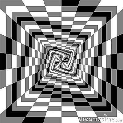 Monochrome Spirals of the Rectangles Expanding from the Center. Optical Illusion of Perspective. Suitable for Web Design. Vector Illustration