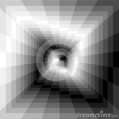 Monochrome Spirals of the Rectangles Expanding from the Center. Vector Illustration