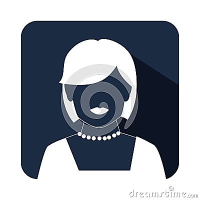 Monochrome square shape with half body woman with necklace Vector Illustration
