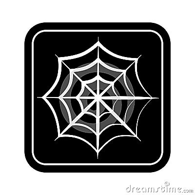 Monochrome square silhouette with spiderweb Vector Illustration