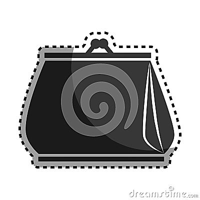 Monochrome sticker woman purse icon design Vector Illustration