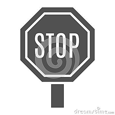 Monochrome stop sign icon vector illustration. Traffic regulation warning. No movement for driver Vector Illustration