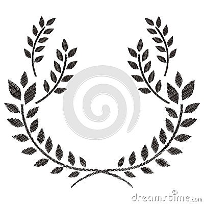 Monochrome striped decorative olive branch half crown Vector Illustration