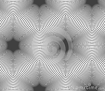 Monochrome striped hexagons forming black stars Stock Photo
