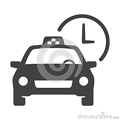 Monochrome taxi waiting time icon vector illustration comfortable transportation information service Vector Illustration