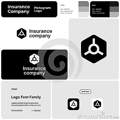 Monochrome template for insurance company branding Vector Illustration