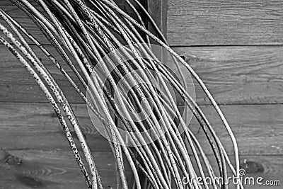 Monochrome thick metal wire for greenhouses Stock Photo