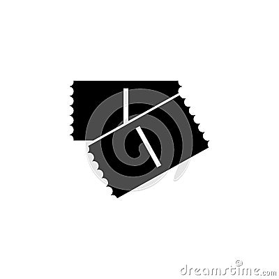Monochrome ticket icon. Vector illustration. Two ticket. Cinema ticket. Vector icon Cartoon Illustration
