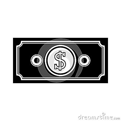 Monochrome ticket with money symbol Vector Illustration