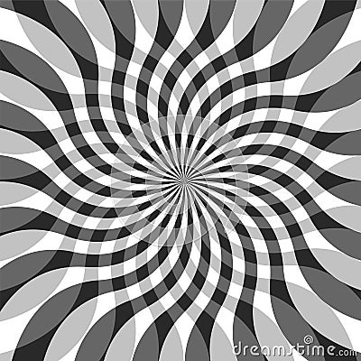 Monochrome Transparent Intersecting Wavy Stripes Expanding from the Center. Geometric Abstract Background Vector Illustration