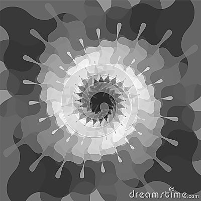 Monochrome Transparent Overlapping Blots Twisted in Spirals Glowing from dark to light Tones. Abstract Background Vector Illustration