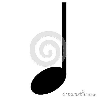 Monochrome vector graphic of a crotchet as used in sheet music to represent the notes in a song Vector Illustration