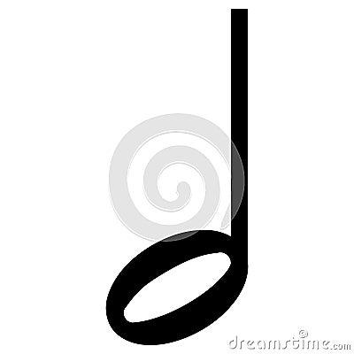 Monochrome vector graphic of a minim note as used in sheet music to represent the notes in a song Vector Illustration