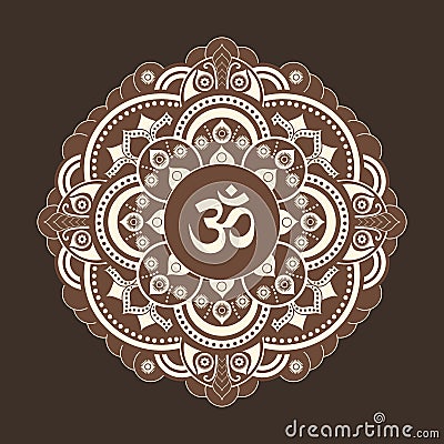 Monochrome vector henna tatoo mandala. OM decorative symbol Vector Illustration