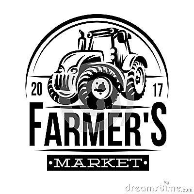 Monochrome vector illustration of a farmer market Vector Illustration