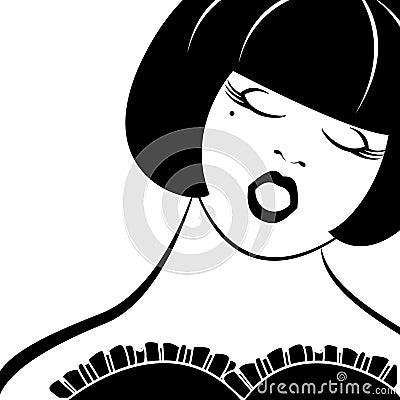 Monochrome vector singing woman in black Vector Illustration