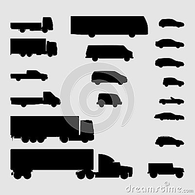 Monochrome vehicle icons Vector Illustration