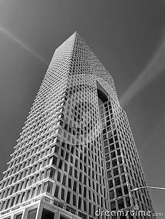 Monochrome vertical shot of a skyscraper in New York, US Editorial Stock Photo