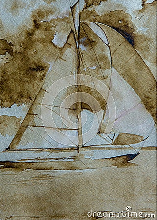 Sailing watercolor Stock Photo