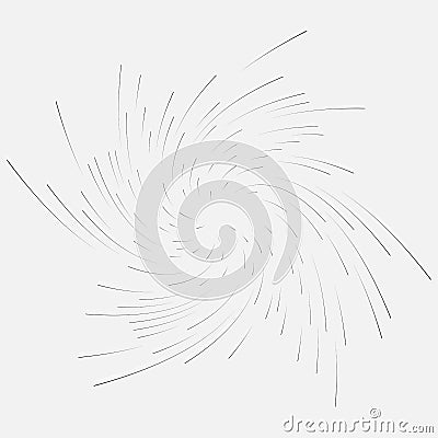 Monochrome volute, vortex shapes. Twisted helix elements. Rotation, spin and twist concept design Vector Illustration