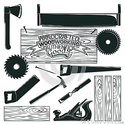 Monochrome woodworking icon Vector Illustration