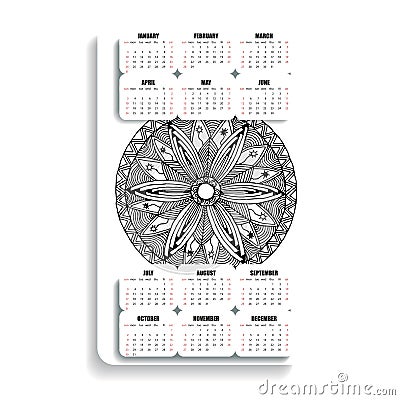 Monochromevertical yoga calendar Vector Illustration