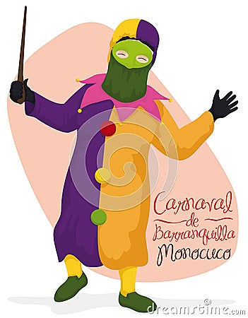 Monocuco Character Performing Traditional Dance in Barranquilla`s Carnival, Vector Illustration Vector Illustration