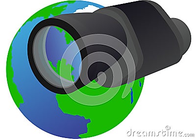 Monocular and Planet Earth Stock Photo