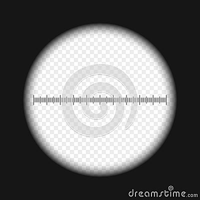 Monocular, telescope or periscope view with scale and transparent background. Spy, sniper, hunter or tourist optical Vector Illustration