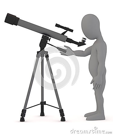 Monocular with toon character Stock Photo