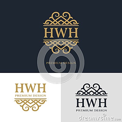 Monogram design elements, graceful template. Calligraphic elegant line art logo design Vector Illustration