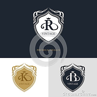 Monogram design elements, graceful template. Calligraphic elegant line art logo design. Vector Illustration