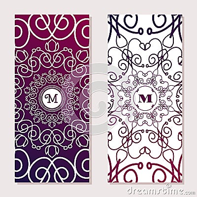 Monogram font vertical in intricate pattern vector illustration. Capital letter title, beautiful font with line pattern Vector Illustration