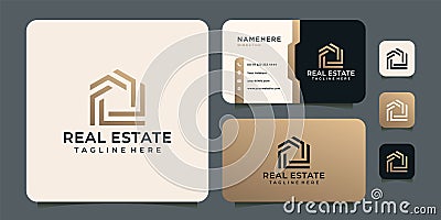 Monogram gradient real estate logo Stock Photo