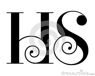 Monogram HS ,minimal and abstract alphabet letter SH,HS.H and S logo Vector Illustration