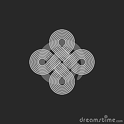 Monogram infinity logo, geometric linear loop design element, parallel thin line infinite art decoration, harmony emblem Vector Illustration