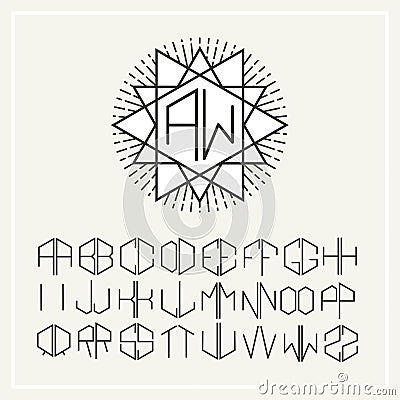 Monogram , line art logo in Art Nouveau Style Vector Illustration