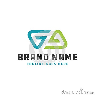 Monogram logo letter initials GA Vector Illustration