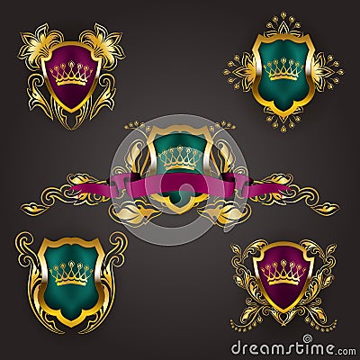 Monogram Logos Set Vector Illustration