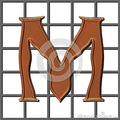 Monogram M metallic Stock Photo