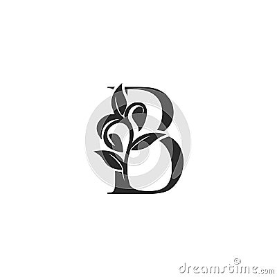 Monogram Nature Floral B Luxury Letter Logo Concept. Elegance black and white florist alphabet font vector design template Vector Illustration