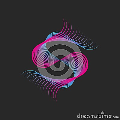 Monogram SS letters logo Interlacing lines grid, combination two letters S initials, linear creative psychedelic geometric pattern Vector Illustration