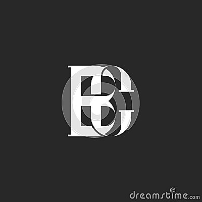 A monogram of two interlacing letters B and C, the initials of the BC or CB of the logo for a business card Vector Illustration