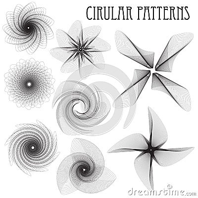 Monohrome circular patterns Vector Illustration