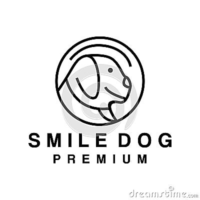 Monoline Cute Dog Logo Design Vector illustration Animal symbol emblem Vector Illustration
