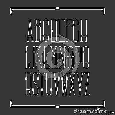 Monoline serif latin alphabet. Vector Illustration