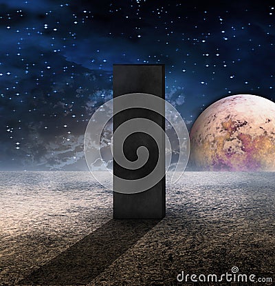 Monolith on Lifeless Planet Stock Photo